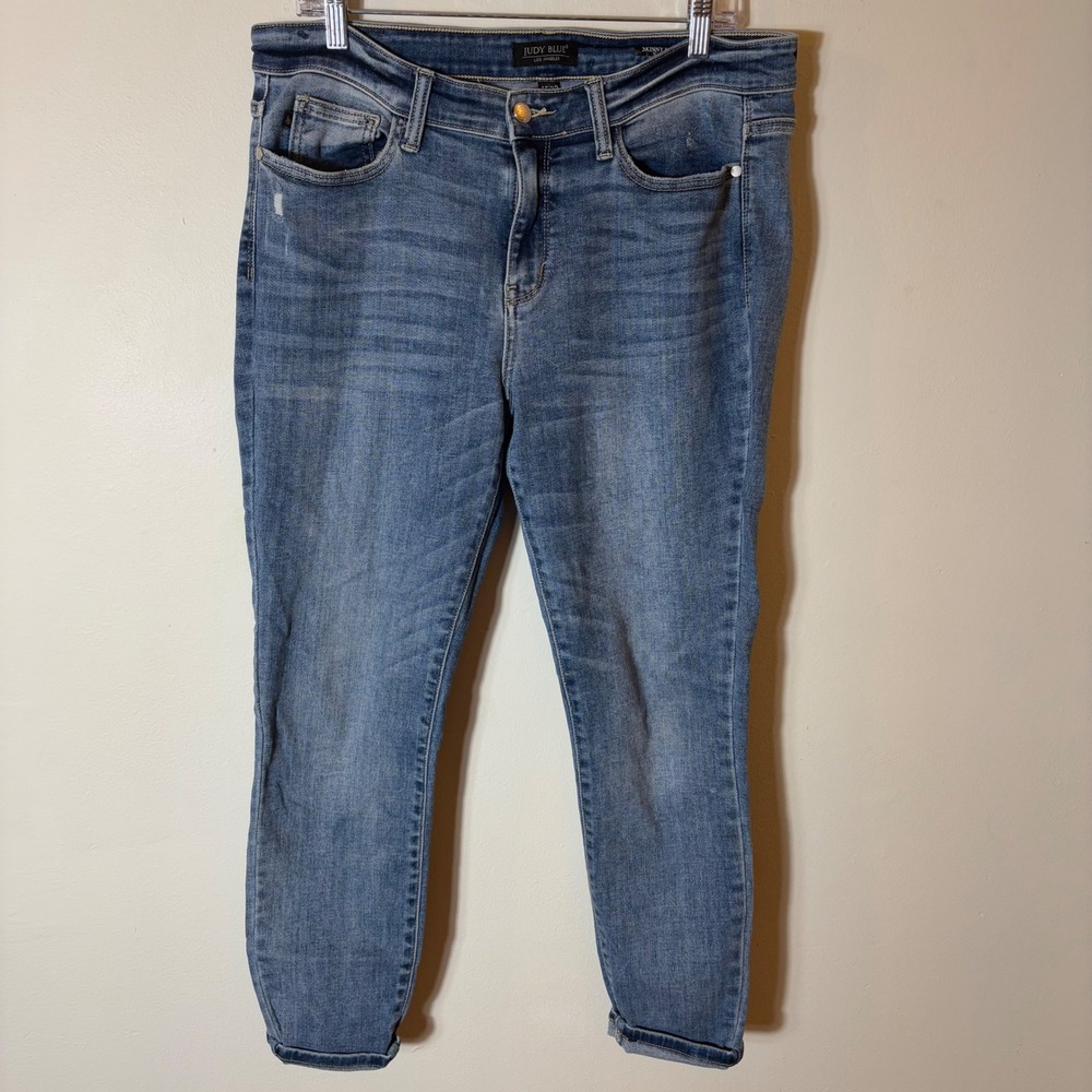 Judy Blue Womens Size 15/32 Light Wash Distressed Denim Skinny Jeans‎